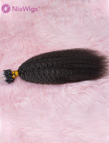 Kinky Straight Microlink Hair Extensions Human Hair Micro Links For Black Women